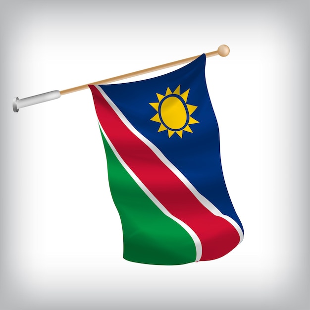 Realistic illustration of Namibia flags waving on the wall The set is in the flag collection