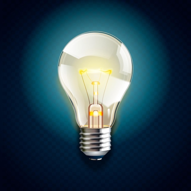 Realistic light bulb with electricity