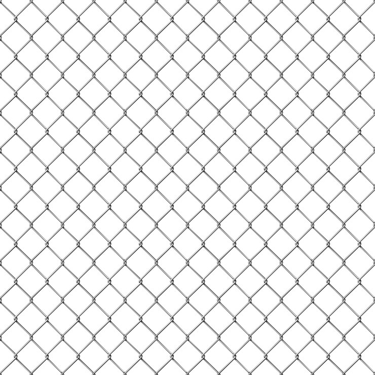 Vektor realistic metal chain link fence seamless pattern. prison cage wire grid. security steel mesh barrier, lattice border wall vector background
