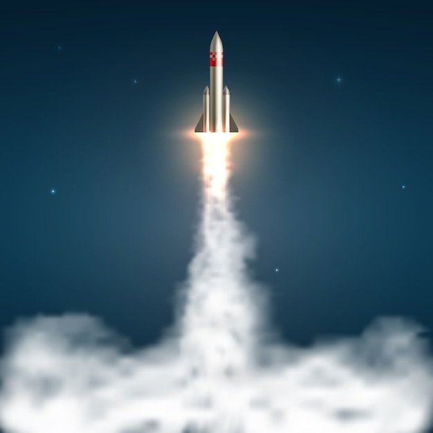 realistic space rocket launch