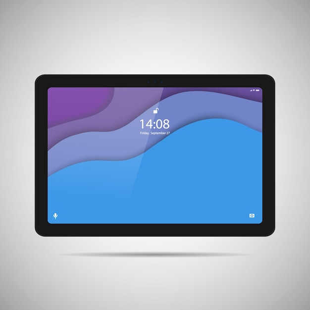 realistic tablet pc vector illustration in trendy thin frame design with front side view