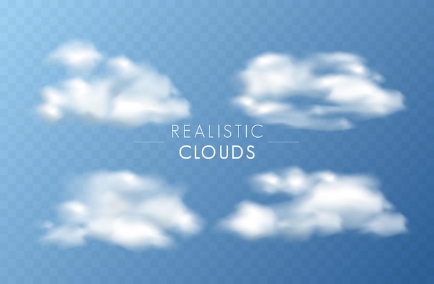 Realistic transparent sky clouds