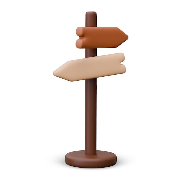 Realistic vector pole with pointing arrows Road object for orientation on area