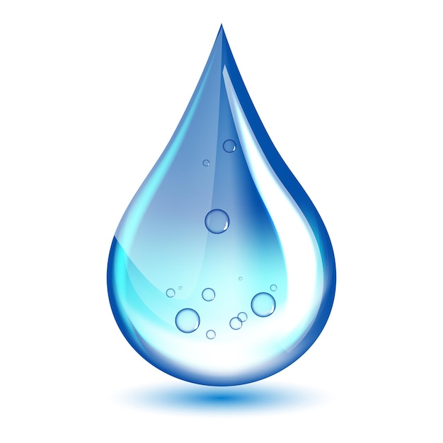 Realistic Water Drop for Hydration Symbol
