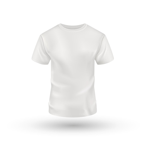 Realistic white tshirt on white background Vector mockup Sport blank shirt template front view men Clothes for fashion clothing realistic uniform for advertising textile print