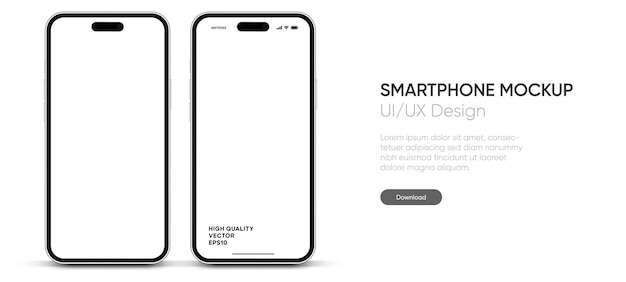 Realistisk 3D-mockup av smarttelefon i høy kvalitet med isolert bakgrunn. Smarttelefon-mockup-kolleksjon