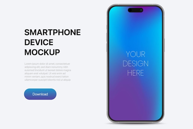 Realistisk 3D-mockup av smarttelefon i høy kvalitet med isolert bakgrunn. Smarttelefon-mockup-kolleksjon