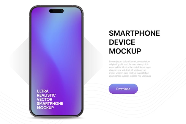 Realistisk 3D-mockup av smarttelefon i høy kvalitet med isolert bakgrunn. Smarttelefon-mockup-kolleksjon
