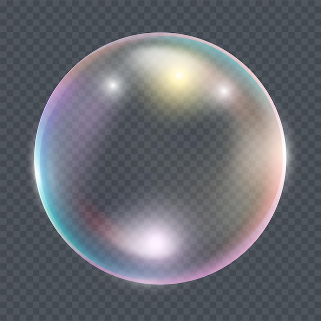 Realistisk 3d såpeboble med regnbue refleksjon Boble isolert på transparent bakgrunn Realistisk transparent såpeboble illustrasjon
