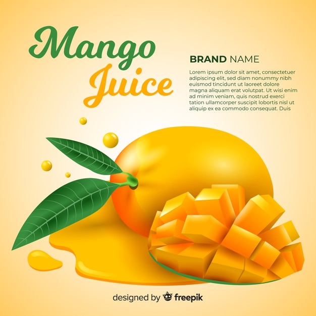Realistisk reklame for mangojuice
