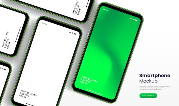 Realistisk smarttelefon mockup. Mobiltelefonvektor isolert på hvit bakgrunn. Enhet foran