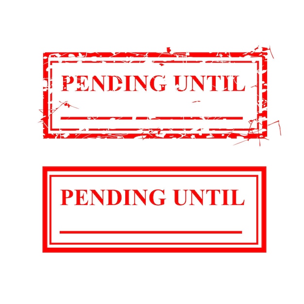 Rectangle Vector Red Grunge Rubber Stamp Effect, Pending until Isolated on White
