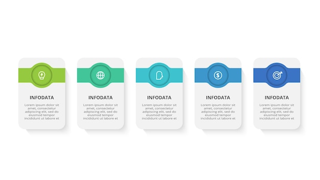 rectangles infographic with 5 steps options parts or processes business data visualization