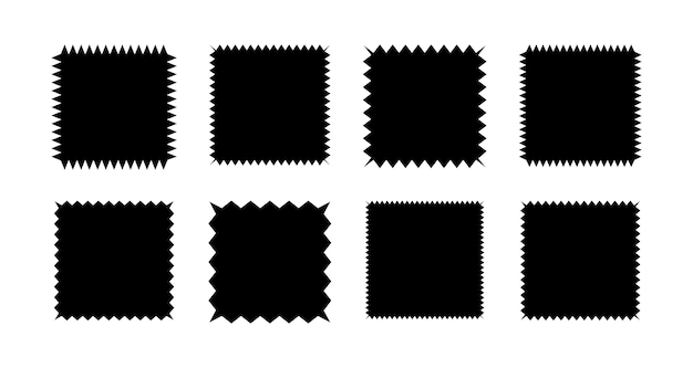 Rectangles with zigzagging and wavy edges Jagged geometric shapes for stickers tags and labels