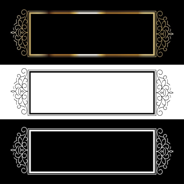 rectangular frame with beautiful pattern set