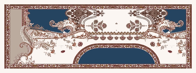 rectangular scarf design with seamless abstract patterns and beautiful colors