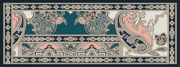 rectangular scarf design with seamless abstract patterns and beautiful colors