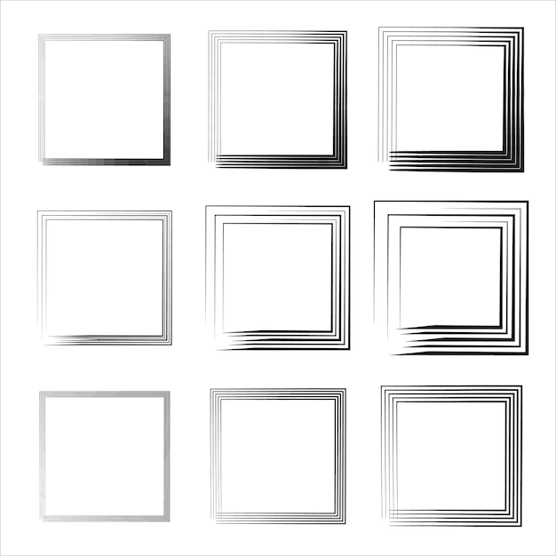 Rectangular vector frame black square shape borders Vector borders grunge template set