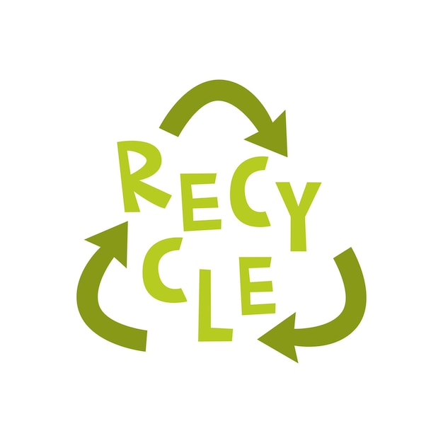 Recyclable Triangle Green Sign Hand drawn doodle cartoon style vector