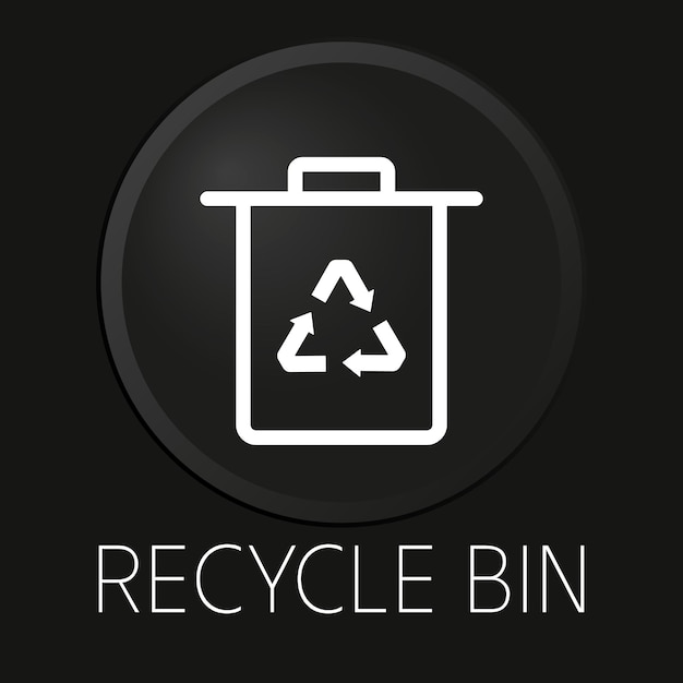 recycle bin minimal vector line icon on 3d button isolated on black background premium vector