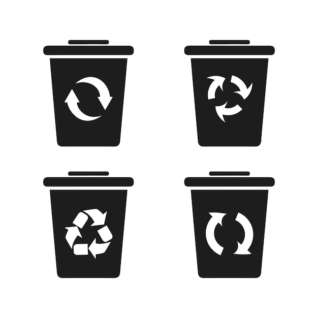 Recycle icon and trash symbol, Recycling sign, Recycle symbol on white background.