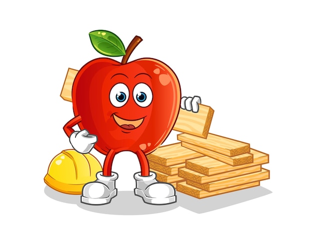 Red Apple builder . cartoon character