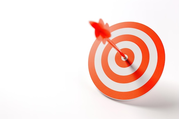 red arrow aim to business target goal hit success center accuracy competition symbol or strategy