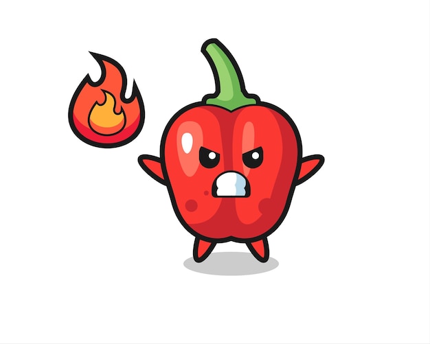 Red bell pepper character cartoon with angry gesture
