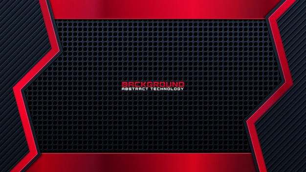 Red black abstract metallic frame layout design tech innovation concept background. Vector graphic.