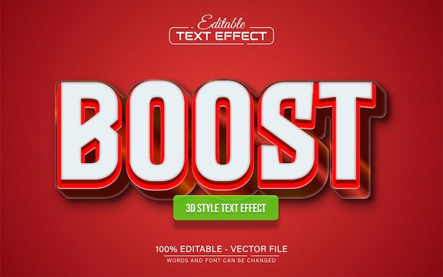 red boost bold 3d text effect editable