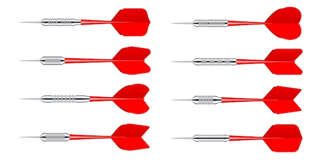 red dart arrows with metal tip isolated on white background dart throwing sport game dartboard