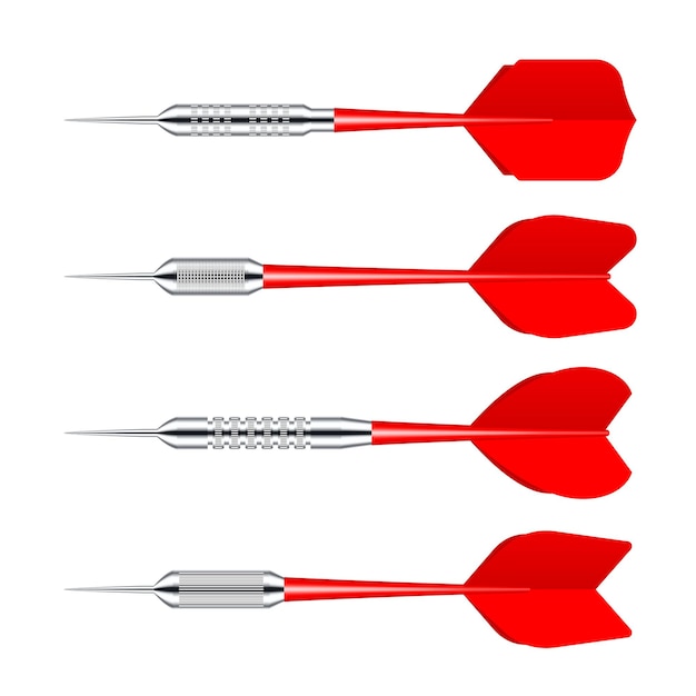red dart arrows with metal tip isolated on white background dart throwing sport game dartboard