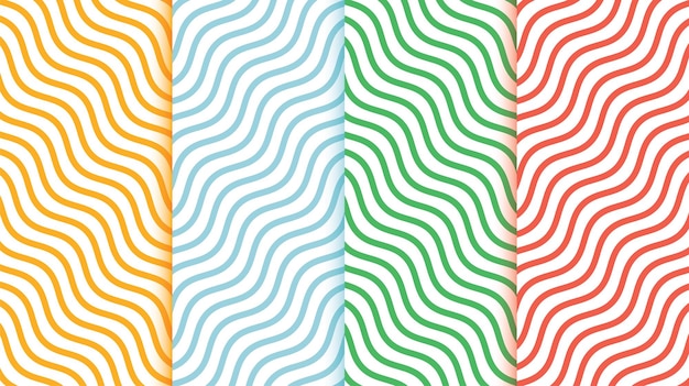 Red Green Yellow Blue Wavy Line Patterns