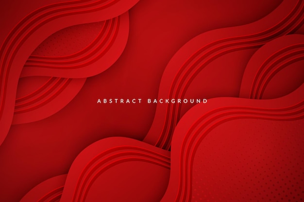 Red papercut background with textured abstract wave shape with engraved pattern