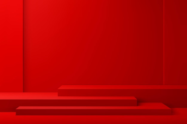 Red rectangle chinese podium stage and stand