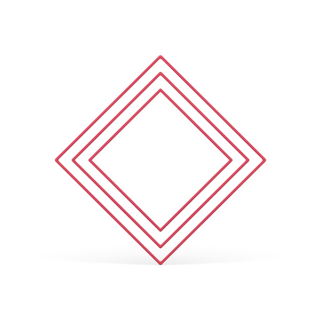 Red rhombus multilevel geometric frame angular construction base for presentation realistic vector