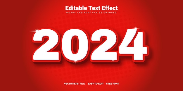 redcolored 3d text effect for new year 2024
