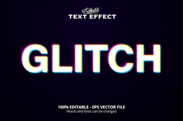 Redigerbar teksteffekt. Mørk lilla bakgrunn. Glitch-tekst