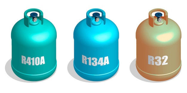 Refrigerant Isometric Balon container with coolant Liquid nitrogen freon Filling air
