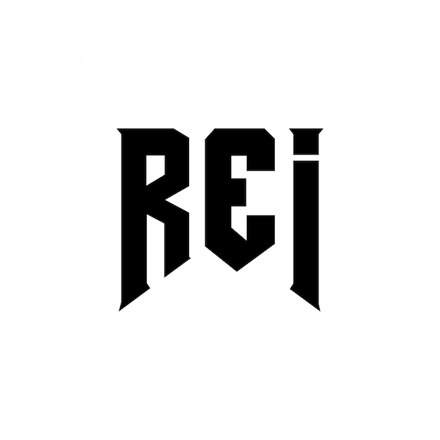 REI letter logo design for technology company REI logo design black and white color combination REI logo REI vector REI design REI icon REI alphabet REI typography logo design