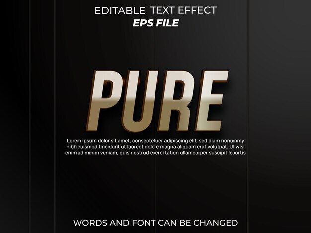 Ren teksteffekt skrifttype redigerbar typografi 3d tekst vektor mal