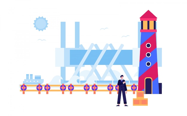 Renewable Energy Windmill Nuclear Solar Panel Electricity Flat Design Illustration
