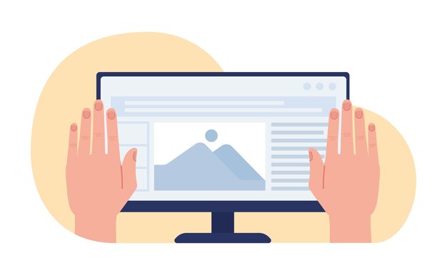 Responsive website design for computer device flat concept vector spot illustration