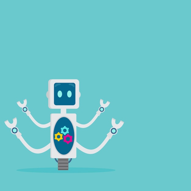 Retro cartoon robot character vector illustration graphic