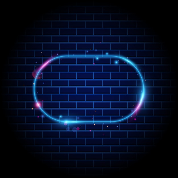 retro frame with shining neon light
