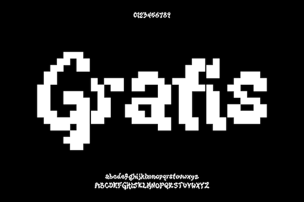 Retro Gratis Creative Vector Pixels Display Alphabet Font Design Vector Illustration
