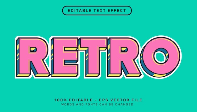 retro pop color 3d text effect and editable text effect