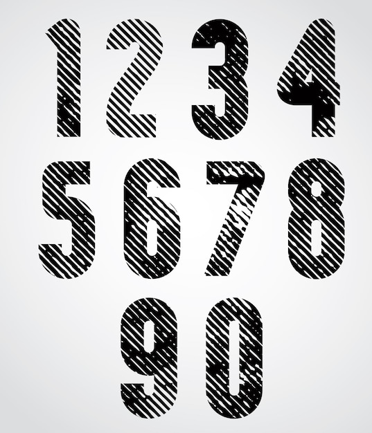 retro style numbers with halftone lines print texture and rounded corners