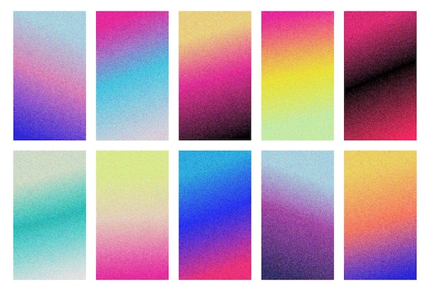 retro vibrant gradient background set of colorful abstract gradation noise grain texture soft