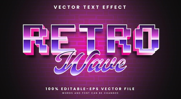 retro wave 3d editable text style template